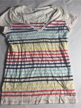 Little Marcel 🌈 Rainbow Striped V-Neck Tee | Size XL | EUC ✨